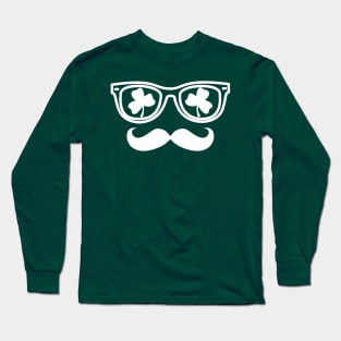 Irish shamrock sunglasses and mustache Long Sleeve T-Shirt